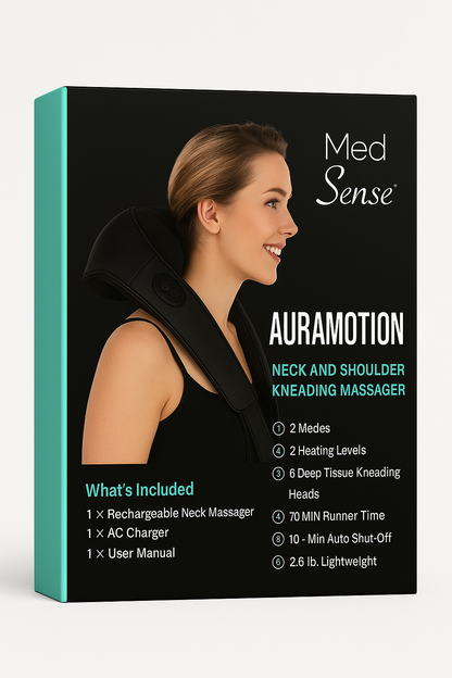 MedSense AuraMotion Wireless Neck & Shoulder Kneading Massager – Shiatsu Deep Tissue with Heat