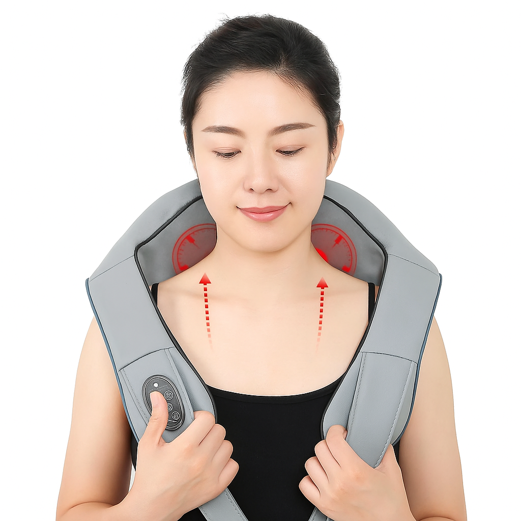 MedSense AuraMotion Wireless Neck & Shoulder Kneading Massager – Shiatsu Deep Tissue with Heat