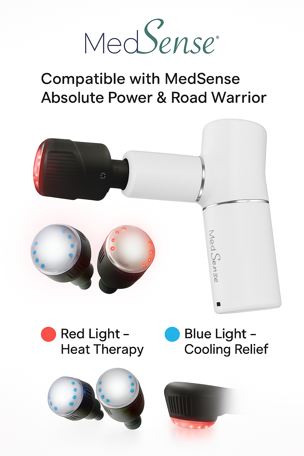 MedSense Absolute Power Handheld Percussion Massage Device with LuminaTherm Attachment