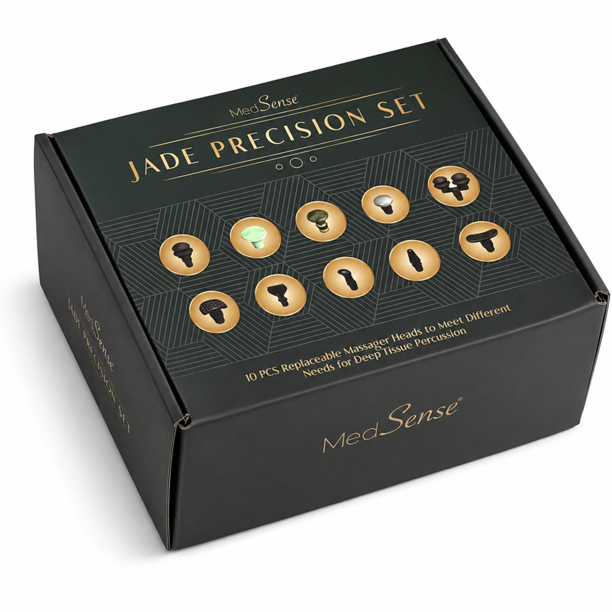 MedSense Jade Precision Set – 10-Piece Massage Gun Attachment Kit