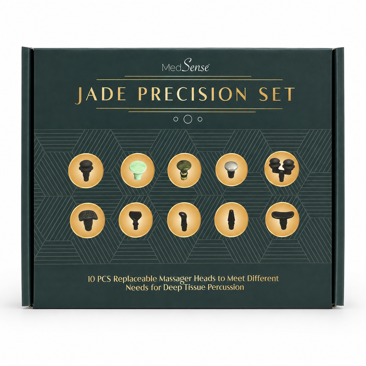 MedSense Jade Precision Set – 10-Piece Massage Gun Attachment Kit